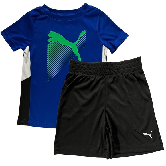 Puma Other - Puma Toddler Boys T-Shirt & Shorts Sporty Outfit Set Size 2T Black Blue Green